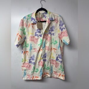 WOS NOT WOS Oslo Tropical Floral Camp Shirt Men’s Large NWT Cotton Modal artsy